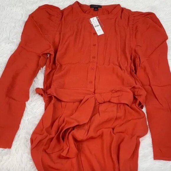 NWT J. Crew New Drapey Puff-Sleeve Jumpsuit Holiday Red Sz 6 **Shipping On US!** - Picture 4 of 11